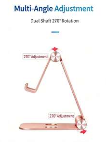 Soporte plegable multifuncional de metal para teléfono perezoso, soporte de escritorio para tableta y transmisión en vivo de teléfono móvil - Oro rosa - Ver 6
