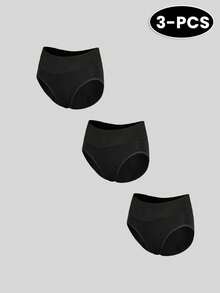 3 Packs Women's Plus Size Menstrual Knickers High Rise Waterproof Briefs Leak Resistant Postpartum Wear - Multicolor - View 6