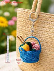 2d Flat Yarn Ball Acrylic Keychain,Wallet Or Handbag Accessory, Fashionable Party Keychain, Novel Acrylic Design Keyring,Backpack And Wallet Keychain - Multicolor - View 3