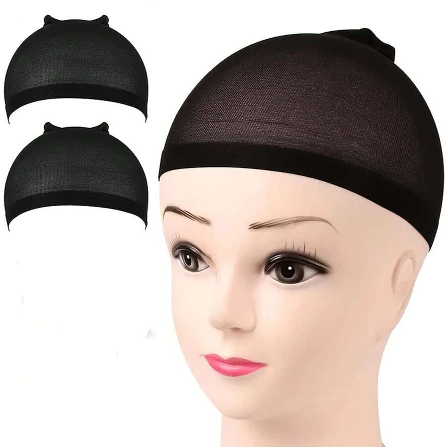 2pcs Wig Cap, High Elasticity, Women's Hair Net Wig Net, Elastic Mesh, Closed Hair Net Wig Cap, Elastic Nylon Wig Cap, Unisex Wig Cap, Suitable For Party, Cosplay, Wig Tools, Hair Accessories, Hair Styling Tools - Multicolor - View 1
