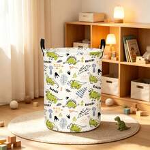 1PC Dinosaur Print Storage Basket With Handles, Cute Cartoon Dino Pattern Household Organizer Bin For Clothes Sundries, Multi-Purpose Home Room Decor Container Organization Solutions - Multicolor - View 1
