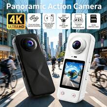 CKGO 4K HD Panoramic Action Camera, 200° Ultra-Wide Angle Dual Front And Rear Lenses, Includes 32GB Memory Card And Full Accessory Kit, Suitable For Daily Vlog Shooting And Video Recording, Ideal Holiday Gift - View 1