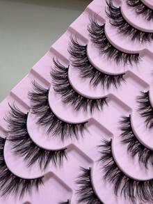 10 Pairs European & American Demon Cartoon Style False Eyelashes, Natural Soft Mixed Thick Multi-Layer Long Crossed 3D Curly Fluffy Eyelashes - Black - View 4