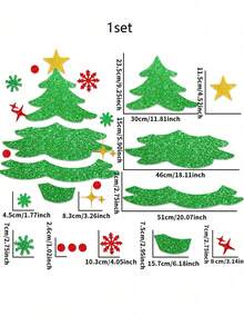 1 Set Cute Christmas Felt Door & Window Sticker Decoration Kit - Reindeer, Snowman, Santa Claus, Snowflake, Christmas Tree And "Merry Christmas" Text Design - For Holiday Home Decor, Creating Festive Atmosphere And Seasonal Celebration (Includes Adhesive Dots) - Multicolor - View 13
