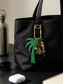 Date Palm Tree Keychain,Boho Keychain,Keychain,Bag Charm,Wood Bead Tassel Pendant,Car Key,Girls Gift,Backpack Decor,Commemorative Pendant,Back To School Gift,Date Palm Tree,Middle East National Day Souvenir,Travel Souvenir - Multicolor - View 4