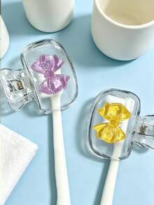 Cute Resin Bow Transparent Toothbrush Head Protective Clip, Portable Dust‑Proof Travel Toothbrush Storage Case, Lightweight Toothbrush Protective Cover, Ideal Gift For Dorm, Vacation, Back‑To‑School, Teacher's Day & Daily Use - Multicolor - View 8