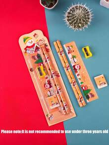 8 Sets Christmas Pencil Drawing 5-In-1 Eraser Pencil Stationery Combo Prize Christmas Gift, Multi-Functional Pencil, Ruler And Eraser School Set, All-In-One Stationery Bag, School Supplies, Birthday And Holiday Gift, Back To School Essential - Holiday Gift Competition Prize Reward (Random Color) - Multicolor - View 6