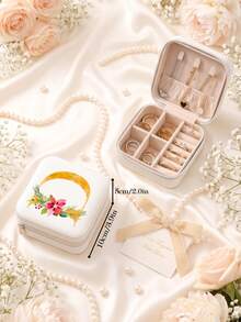 Kotak Penyimpanan Perhiasan Portabel Kecil dari Kulit PU untuk Anting-anting, Kalung, Cincin, dan Gelang Wanita - Kotak Perhiasan Bunga yang Elegan - View 18