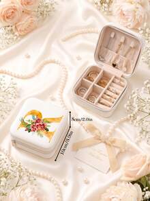 Kotak Penyimpanan Perhiasan Portabel Kecil dari Kulit PU untuk Anting-anting, Kalung, Cincin, dan Gelang Wanita - Kotak Perhiasan Bunga yang Elegan - View 20