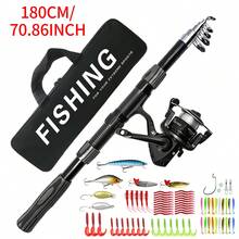 KecchKrezing Telescopic Fishing Rod And Spinning Reel Combo, Complete Fishing Tackle Set With Lures, Hooks, Fishing Line, Beginner Outdoor Freshwater Fishing Gear With Storage Bag - Black - View 8