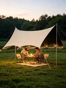 Black Coating Sun Protection Outdoor Canopy Tent, Waterproof Portable Multi-Person Camping Shade Shelter, Comes With Wind Ropes And Ground Stakes Accessoires Camping Bed Mosquito Net / Outdoor Protective Tarp - Multicolor - View 5