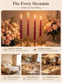 OBOVAY 2pcs/4pcs/8pcs Pearl Luster Long Tapered Smokeless Soy Wax Candles, Wedding Table Decor, European Romantic Candlelight Dinner Atmosphere Decoration, Wedding Holiday Home Decor, Gift For Friends And Family, Tabletop Decor, Wedding Decoration - Multicolor - View 7