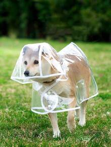 1pc PU Waterproof Transparent Pet Raincoat, Suitable For Rainy Days Dog Raincoat, Pet Puppy Hooded Waterproof Jacket, Soft Hood, Holiday Gift, Essential For Spring, Summer, Autumn, Winter - Multicolor - View 4
