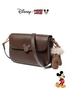 Disney Fashion Solid Color Crossbody Bag, Shoulder Bag, Large Capacity Lightweight Versatile, Exclusive IP Accessory, Women's Gift Choice - Brown - View 6