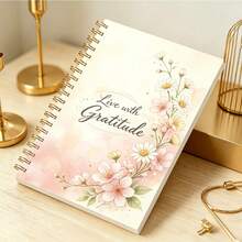 DANPERJI 1pc A5 Spiral Notebook, Watercolor Blossom Gratitude Quote Printed Cover, Writing Journal Planner, Elegant Neutral Pastel Style, For Daily Reflection Work Study, Mental Wellness Log, Memories Keeping Notepad - Gratitude - View 4