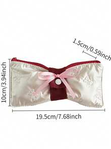 Tas Penyimpanan Kuas Makeup dengan Motif Pita Timbul, Kantong Kuas Makeup Portabel dengan Kancing Jepret, Tas Penyimpanan - Beraneka warna - View 4
