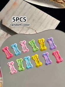 5/20pcs Mini Bone Shaped Pet Dog Hair Clips, Cute Polka Dot Candy Color Cat Dog Hair Clips, Pet Hair Accessories Set, Random Color Bone Pattern - Multicolor - View 8