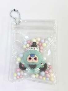 1 Set Dopamine Flocked Rabbit Flocked Doll With Round Transparent Bag Charm, Fur Ball Silicone Lanyard Bag Pendant, Birthday Gift, Party Favor - Multicolor - View 26