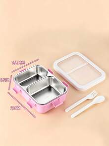 850ml Multi-Compartment Lunch Box, 304 Stainless Steel And PP Material Divided Meal Container, Includes Fork And Spoon Set, Leak-Proof Design, Suitable For School, Office And Travel, And Reusable - Multicolor - View 12