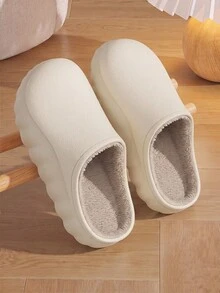 Winter Women's Warm Home Slippers, Outdoor Fur Lined Unisex Thick Sole Closed Toe Slippers - Khaki - View 4