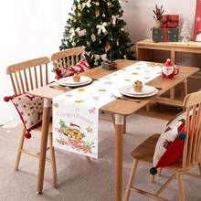1pc Gingerbread Man Christmas Table Runner, Candy Cane Seasonal Winter Holiday Table Decor, Suitable For Kitchen Home Decoration, Gingerbread Man Theme Sweet Christmas Table Decoration - A - View 5