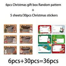 36/72/108pcs Party Box Packs, Christmas Gift Boxes With Window, Santa Claus Snowman Design Rectangular Kraft Paper Mixed Gift Boxes, Christmas Gift Packing Boxes, Merry Christmas Table Decor, Includes Christmas Stickers - Multicolor - View 13