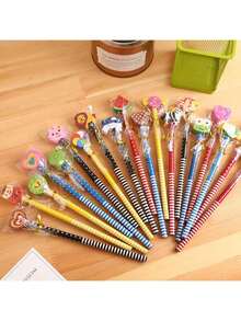 10/40pcs Random Color Cute Cartoon Eraser Pencil Set, Perfect As School Stationery Gift Or Small Reward. School Supplies - Multicolor - View 3