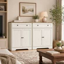 VASAGLE Sideboard, Storage Cabinet With Drawer And Adjustable Shelf - White - View 9