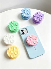 3pcs Double-Sided Suction Cup Phone Stand, Cute Polka Dot Bubble 3D Air Cushion Holder, Rotatable Anti-Loss Phone Back Sticker - Multicolor - View 5