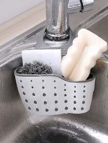 1/2pcs Double Layer Kitchen Storage Basket, Adjustable Sink Rack, Silicone Faucet Draining Basket, No-Drill Bathroom Shelf, Storage Box With Quick Drainage System, Suitable For Storing Sponges, Soap, Cloths, Brushes And Other Kitchen Supplies - A - View 6
