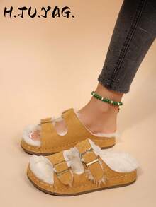 Women's New Closed-Toe Half-Slingback Thick Sole Casual Retro Mori Style Fashion Dating Holiday Shoes - Yellow - View 1