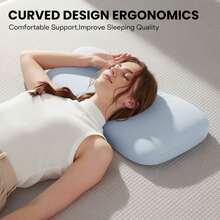 1pc Low-Profile Cooling Neck Pillow, Odorless Slow Rebound Medium-Soft Pillow, Ergonomic Dual-Height Design, Removable Washable Cooling Pillowcase - 25.2x12.2x3.15inch - Blue - View 5