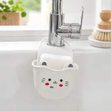 1pc Dual-Sided Faucet Drain Basket, Hollow Design For Quick Drainage, No-Drill Secure Fit, Sink Edge Storage For Sponge And Bath Ball, Kitchen Bathroom Washbasin Accessory, Anti-Slip Stain-Resistant Easy To Clean, Compact Lightweight Easy To Hang, Cute Decor For Daily Use - Multicolor - View 2