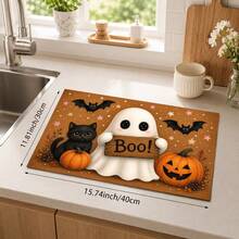 1pc Halloween Ghost Pattern Kitchen Absorbent Drying Mat, Fun Horror Style, Suitable For Halloween, Autumn Kitchen Countertop, Dining Table, Coffee Machine And Party Decoration - Multicolor - View 13