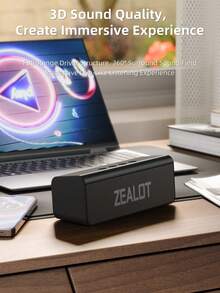 ZEALOT S31 10W 無線藍牙喇叭，戶外便攜式，最高 8 小時播放時間，支援手機/平板/電視，相容 SD 卡/USB/AUX，具串聯配對功能，適用於車內/戶外/露營/海灘/派對 - 黑色 - 查看 6