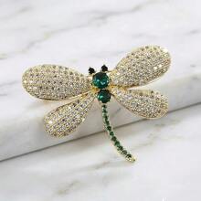 High-End Exquisite Rhinestone Dragonfly Brooch Luxury Niche Suit Lapel Pin Design Brooch Collar Pin Anti-Exposure Accessory - one-size - View 2