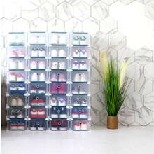 1pc Super Reinforced Shoe Storage Box, Extra Frame Reinforced Design, Easy‑To‑Assemble Stackable Shoe Organizer, Space‑Saving Transparent Plastic Shoe Cabinet Storage Box For Entryway & Bedroom - Multicolor - View 5