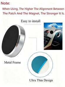 2pcs/1pc Car Round Magnetic Phone Holder, Strong Magnetic Car Mount, Multi-Angle Adjustable, Dashboard Adhesive Installation, Convenient For Driving Navigation And Calls, No Obstruction Of View, Magnetic Design For Quick Access - A - View 4
