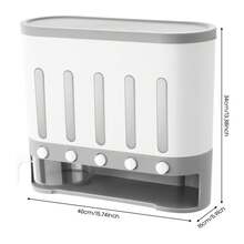 HYYKJ-US Cereal Dispenser 5 Compartment, Airtight Dry Food Container With Measuring Cup, Wall Mounted Rice Storage Dispenser For Kitchen Counter Pantry - HG-hSYXF-6915=default - View 2