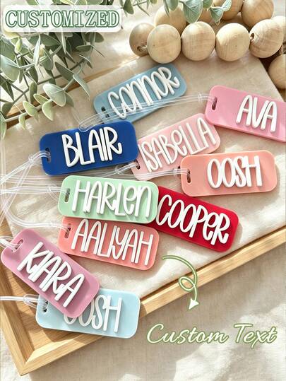 Personalized 3D Raised Name Acrylic Bag Tags Custom Text Luggage Labels Custom Backpack Identifier For School Travel Suitcase Gift