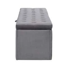 Upholstered Bed,King Size Bed,With Hydraulic Lever, Functional Storage Bed, Rivet Decoration, Without Mattress, Linen - Grey + Velvet + 135cm*190cm - View 9