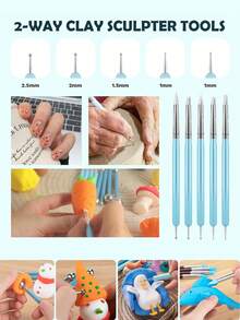 9Pcs Silicone Clay Sculpting Tools, Double-Ended Tools, Rubber Handle Ball Stylus, DIY Silicone And Ceramic Clay Indentation Tools, Ceramic Clay Ball Stylus Dotting Tools, Suitable For Shaping, And Pottery Embossing Tools - Multicolor - View 2