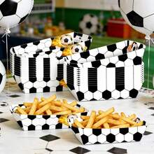 12/24pcs Football Theme Party Supplies/Paper Plates, Disposable Gift Box Paper Trays, Suitable For Football Theme Birthday Party And Decoration, 5lb Football Pattern Dinner Plates, Football Theme Paper Trays, Suitable For Game Day, Carnival, Birthday, Sports Theme Events, Party Decoration - Disposable Gift Box - View 5