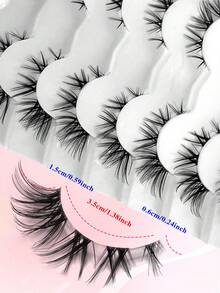 ENCHUW 7 Pairs Luxurious Fluffy Volume Dramatic Messy False Lashes Reusable, Soft, Comfortable Strip Lashes, Lashes, Eyelashes, Fake Lashes - Black - View 2