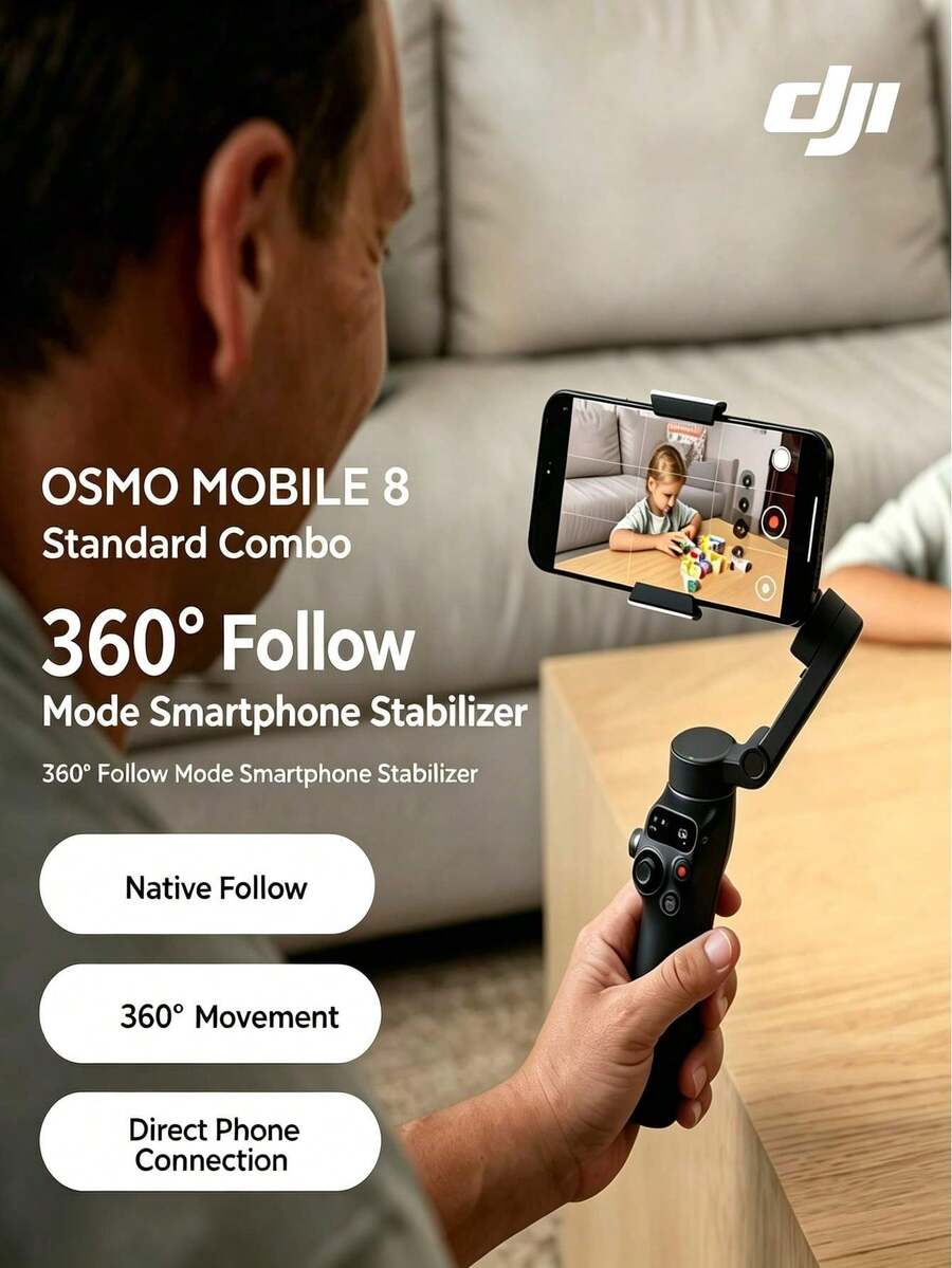 dji Osmo Mobile 8 Smartphone Gimbal OM8 360° Tracking Stabilizer Portable Selfie Stick For Live Streaming And Vlogging - View 1