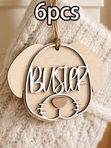 Custom Wooden Dog Christmas Ornament With Name, Personalized Puppy Face Christmas Tree Decoration, Rustic Holiday Style, Custom Pet Ornament, Customizable Name Keepsake, Christmas Home Decor, Pet Lover Holiday Gift, Suitable For Family And Friends - Apricot - View 19