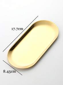 1pc Gold Stainless Steel Disinfection Tray, Oval Mirror Metal Tone, Suitable For Storing Tattoo Tools, Nail Art Tools Accessories Or Household Desktop Storage Tray - View 9