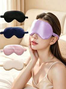 1pc Soft Satin Blackout Sleep Mask, Zero Pressure Full Coverage Breathable Eye Mask, Elastic Strap Design, Portable Light-Blocking Mask, Multiple Macaron Colors Available, Travel Nap, Student Dorm, Airplane Sleep Accessory/Gift - Multicolor - View 2