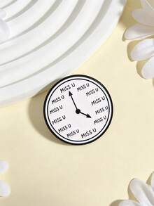 1 Pc Funny Clock MISS U Enamel Pin Creative Miss You Text Badge For Clothing Backpack Decor - Multicolor - View 4