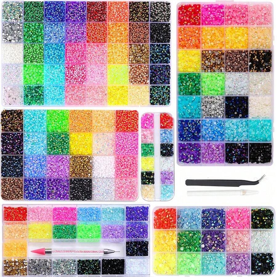 Assorted Color Jelly AB Rhinestones, Non-Hot Fix Flat Back Gems For DIY Crafts, Cups, Fan Decorations, Graduation Cap Embellishments (12pcs/15pcs/20pcs/24pcs/28pcs/40pcs) - Multicolor - View 1